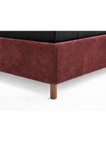 The Veloura Bed — Luxury Curved Upholstered Bed with Integrated Wooden Shelving