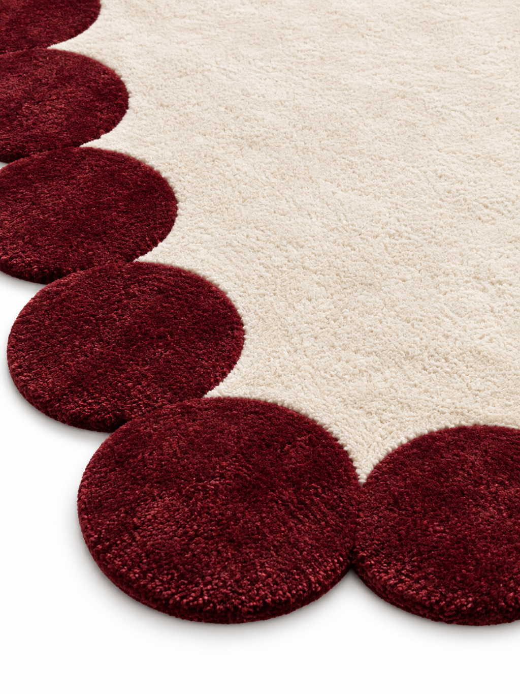 The Rosette Border Rug — Luxury Maroon Scalloped Edge Area Rug