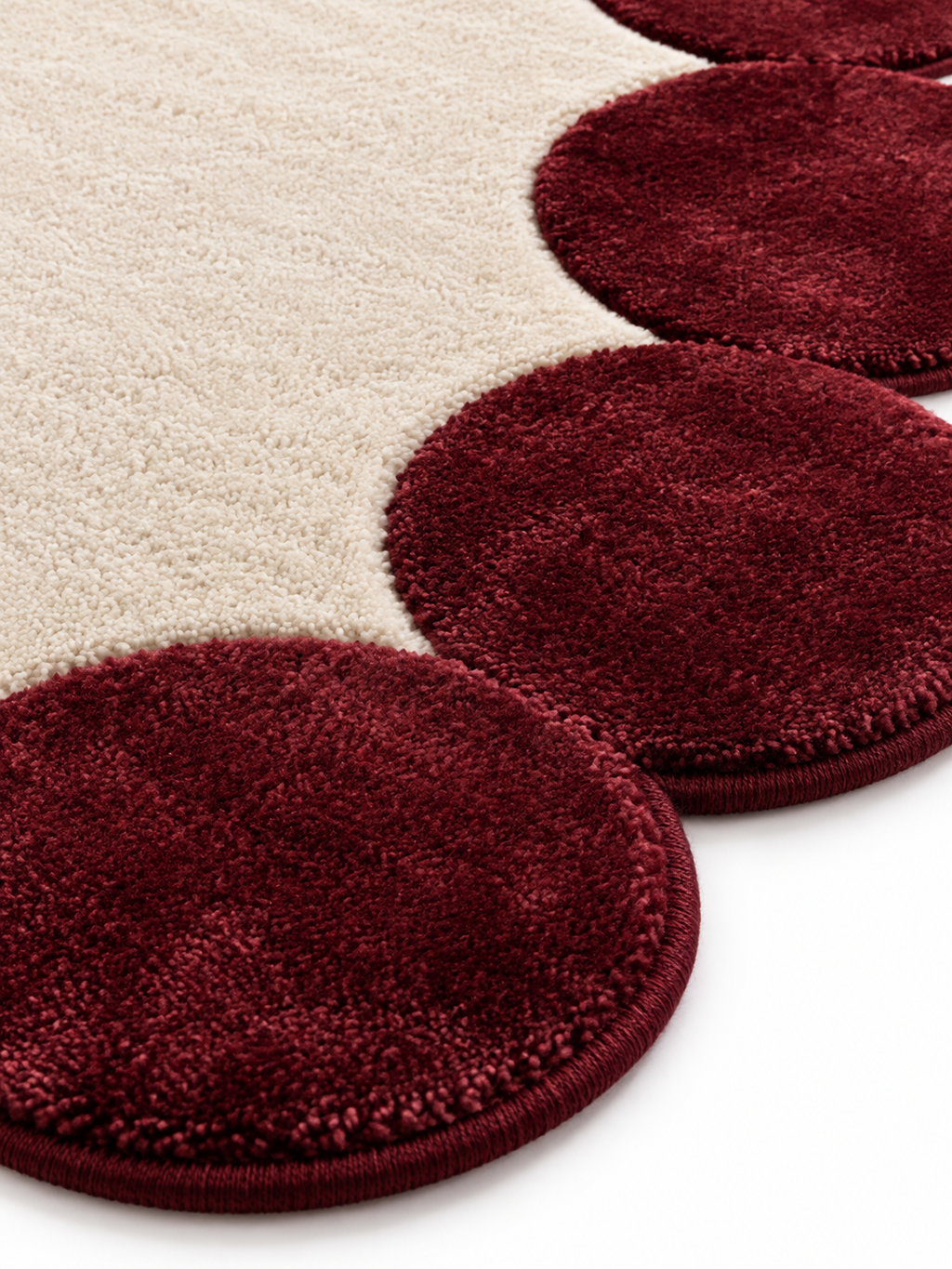 The Rosette Border Rug — Luxury Maroon Scalloped Edge Area Rug