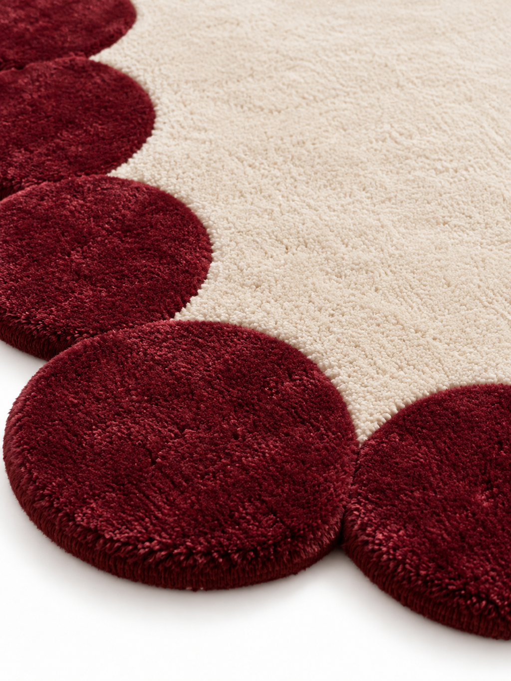 The Rosette Border Rug — Luxury Maroon Scalloped Edge Area Rug