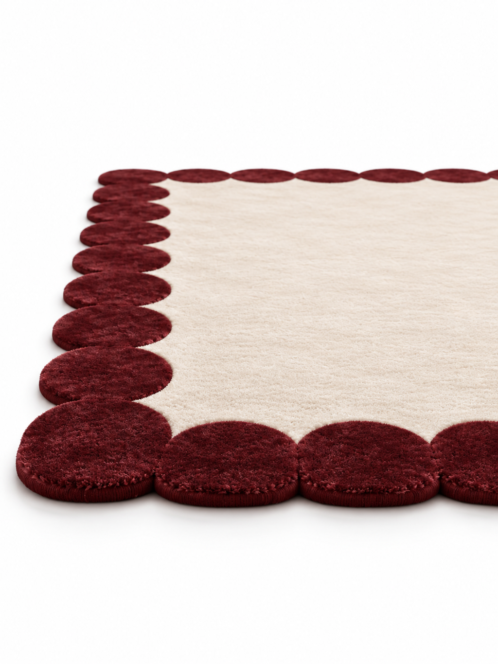 The Rosette Border Rug — Luxury Maroon Scalloped Edge Area Rug