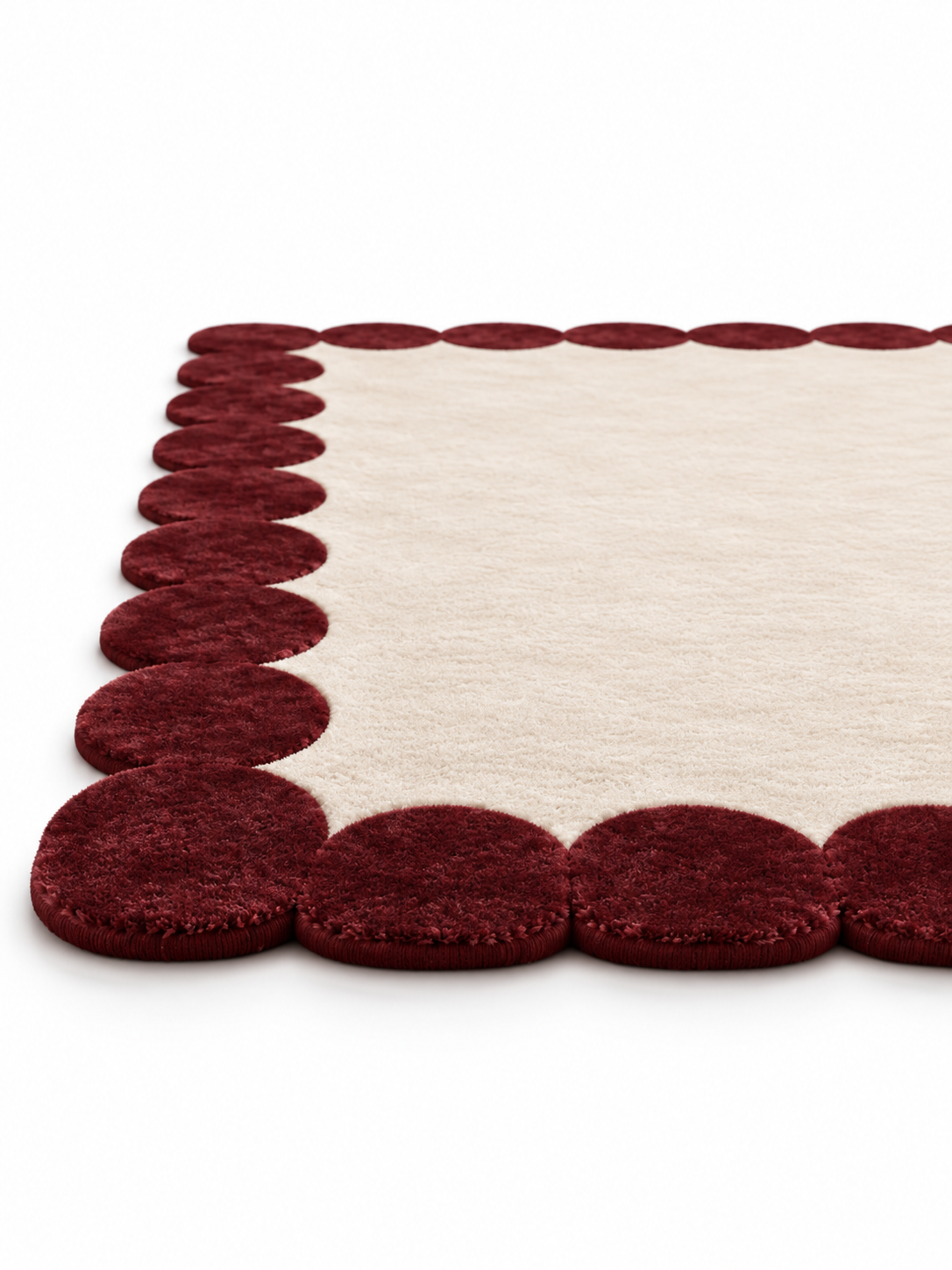 The Rosette Border Rug — Luxury Maroon Scalloped Edge Area Rug