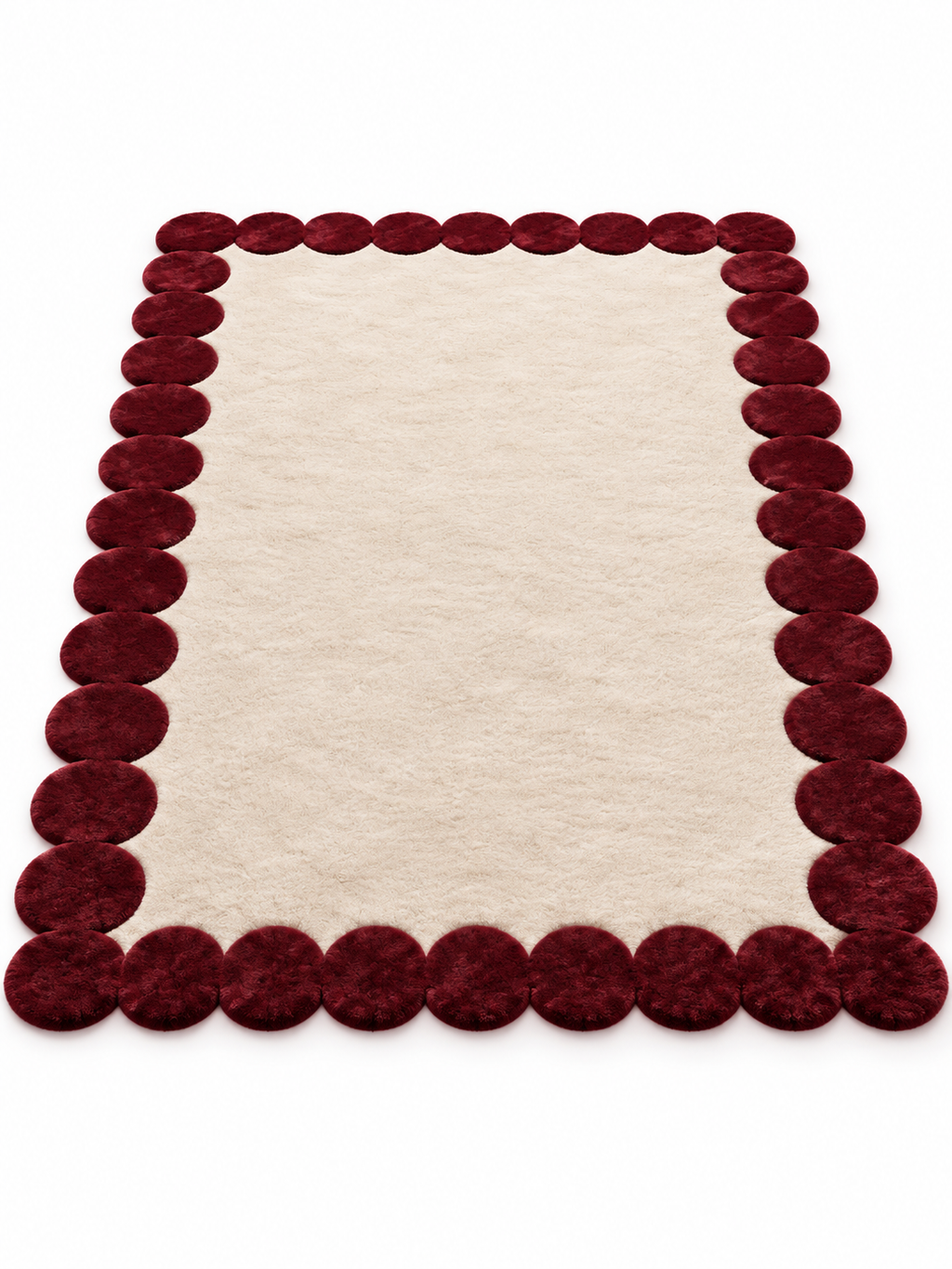 The Rosette Border Rug — Luxury Maroon Scalloped Edge Area Rug