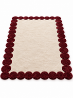 The Rosette Border Rug — Luxury Maroon Scalloped Edge Area Rug