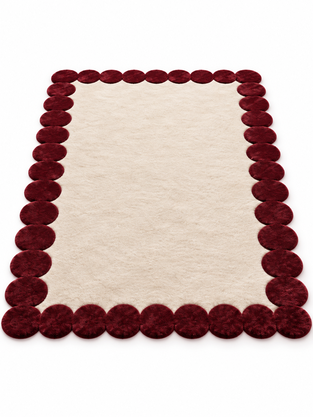 The Rosette Border Rug — Luxury Maroon Scalloped Edge Area Rug