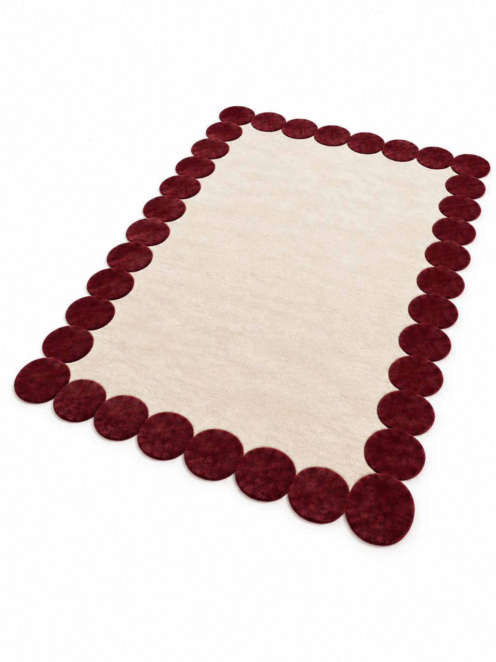 The Rosette Border Rug — Luxury Maroon Scalloped Edge Area Rug