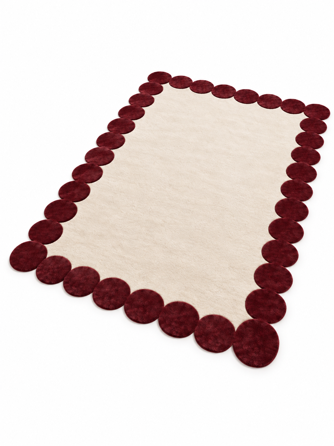 The Rosette Border Rug — Luxury Maroon Scalloped Edge Area Rug