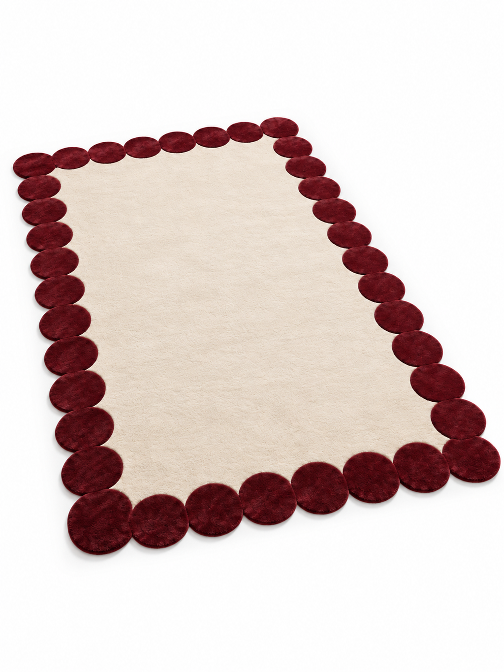 The Rosette Border Rug — Luxury Maroon Scalloped Edge Area Rug