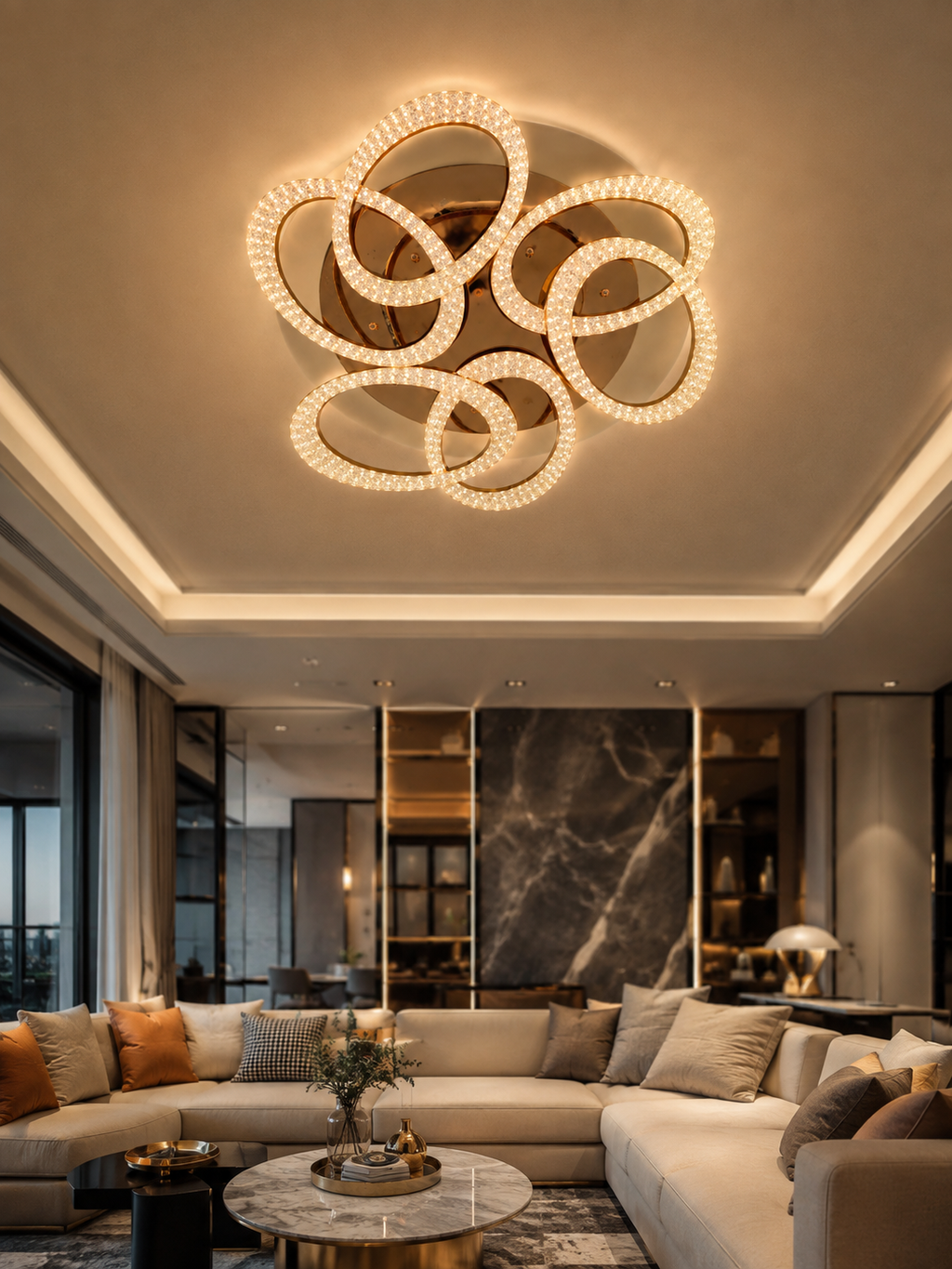 The Orlina Chandelier — Luxury Crystal Loop Ceiling Chandelier