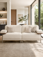 Canyon Cream Velvet 2 Seater Modular Sofa With Ash Wood Frame