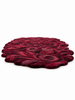 The Crimson Rosette Rug — Luxury Sculpted Floral Swirl Area Rug