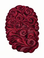 The Crimson Rosette Rug — Luxury Sculpted Floral Swirl Area Rug