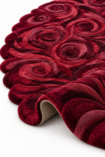 The Crimson Rosette Rug — Luxury Sculpted Floral Swirl Area Rug