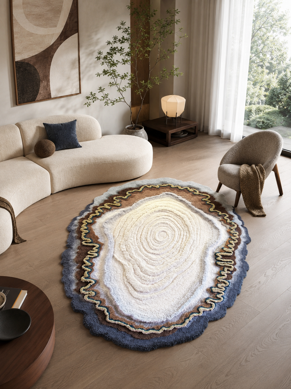 The Grove Ring Rug — Luxury Organic Wood Grain Hand-Tufted Area Rug
