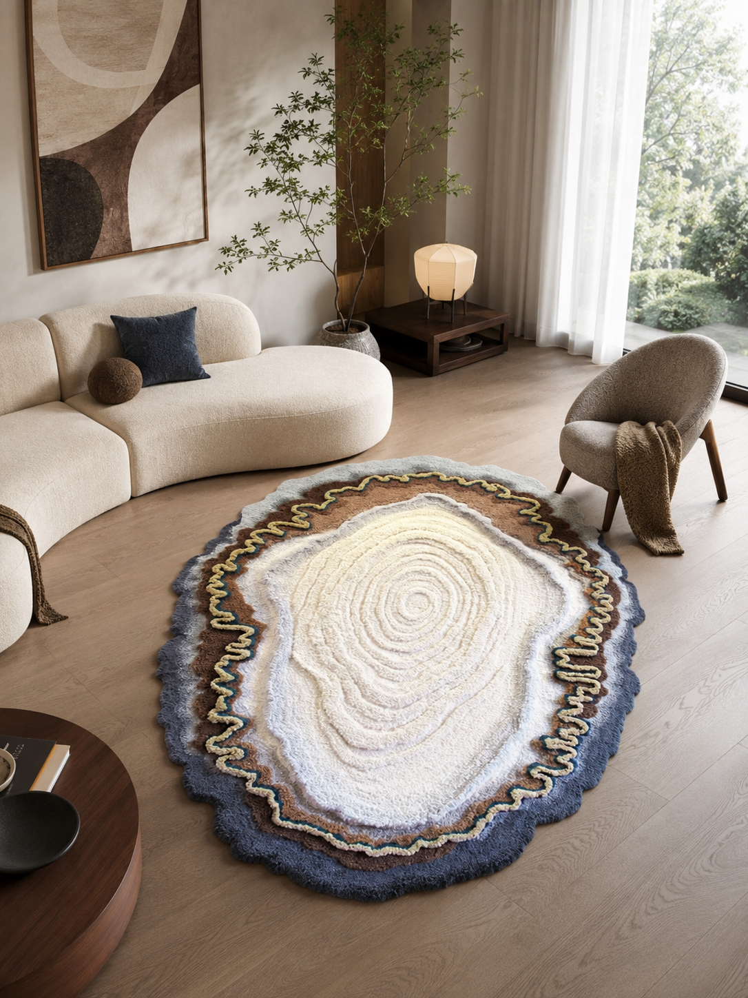 The Grove Ring Rug — Luxury Organic Wood Grain Hand-Tufted Area Rug