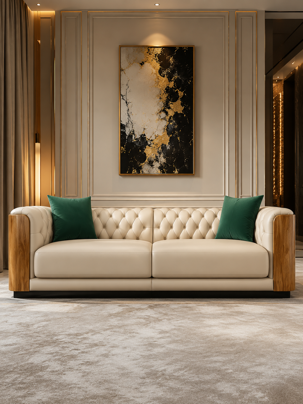 Fila Modern Faux Leather Off White Sofa Set