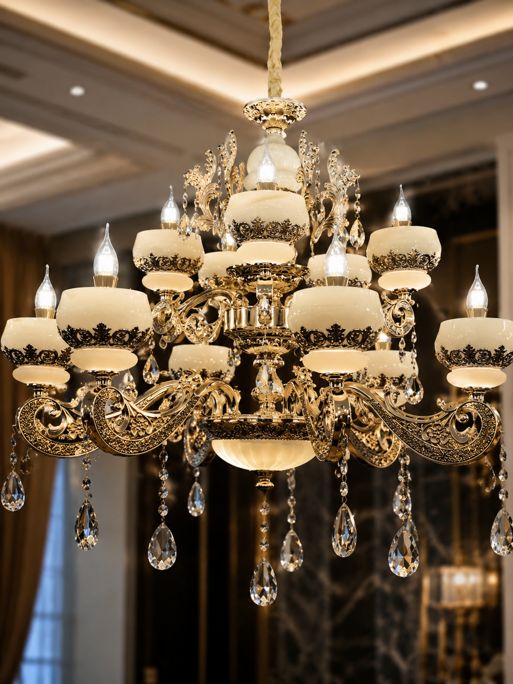 The Pavellia Royale Chandelier — Luxury Ornate Crystal Candle-Style Pendant