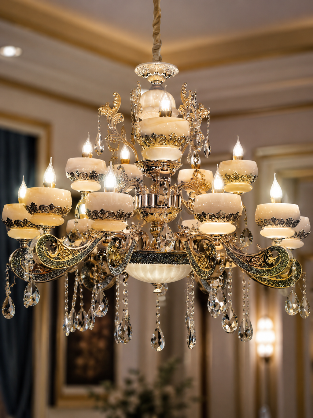 The Pavellia Royale Chandelier — Luxury Ornate Crystal Candle-Style Pendant