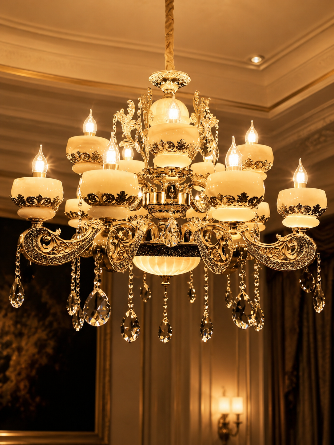 The Pavellia Royale Chandelier — Luxury Ornate Crystal Candle-Style Pendant