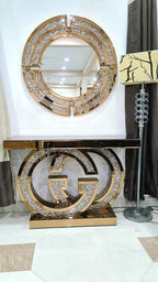 Nasa Luxury Gold and Diamond Mirrored Surface Console