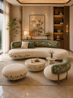 The Sitara Sofa — Luxury Floral Embroidered Curved Sofa