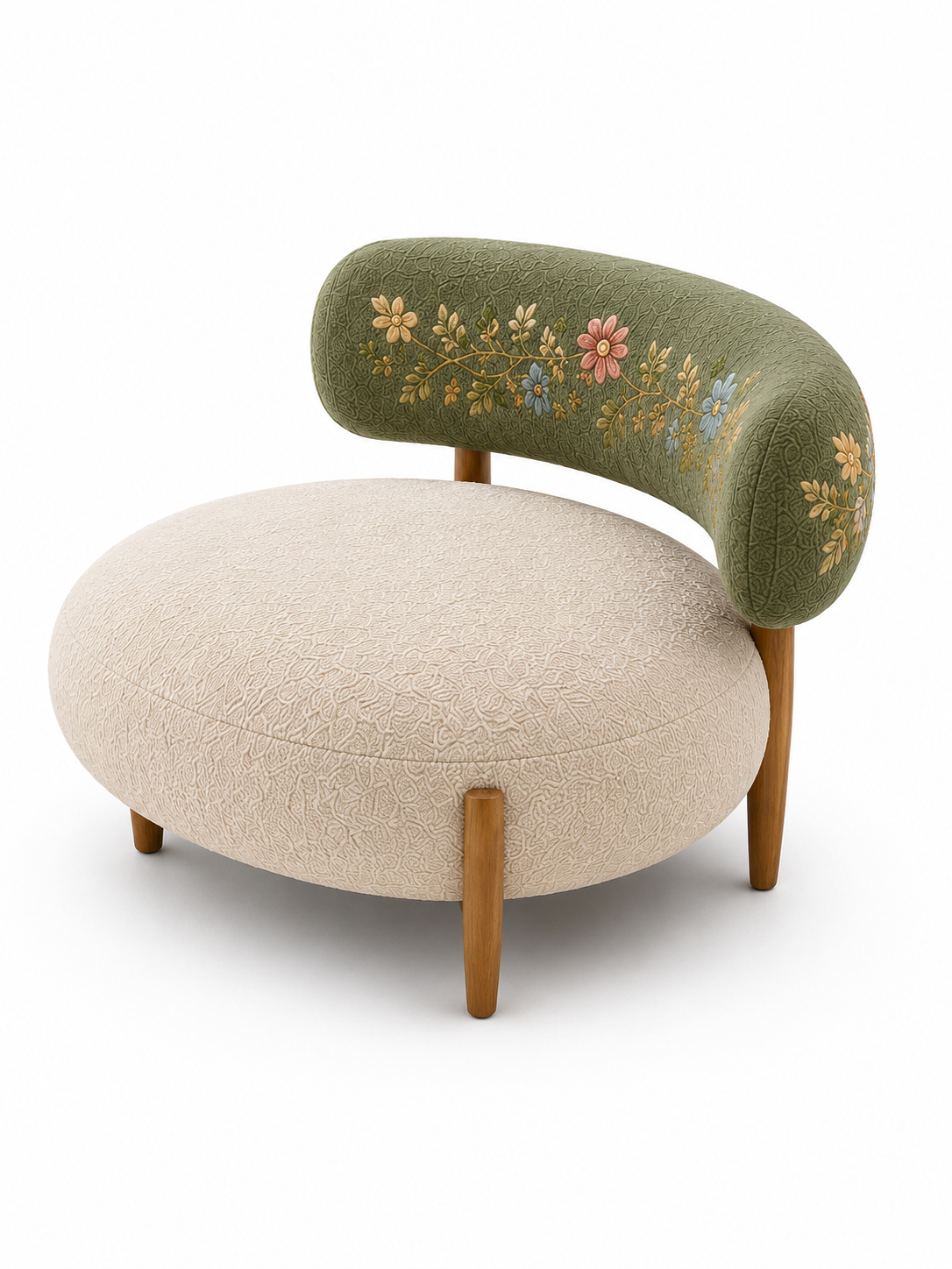 The Sitara Sofa — Luxury Floral Embroidered Curved Sofa