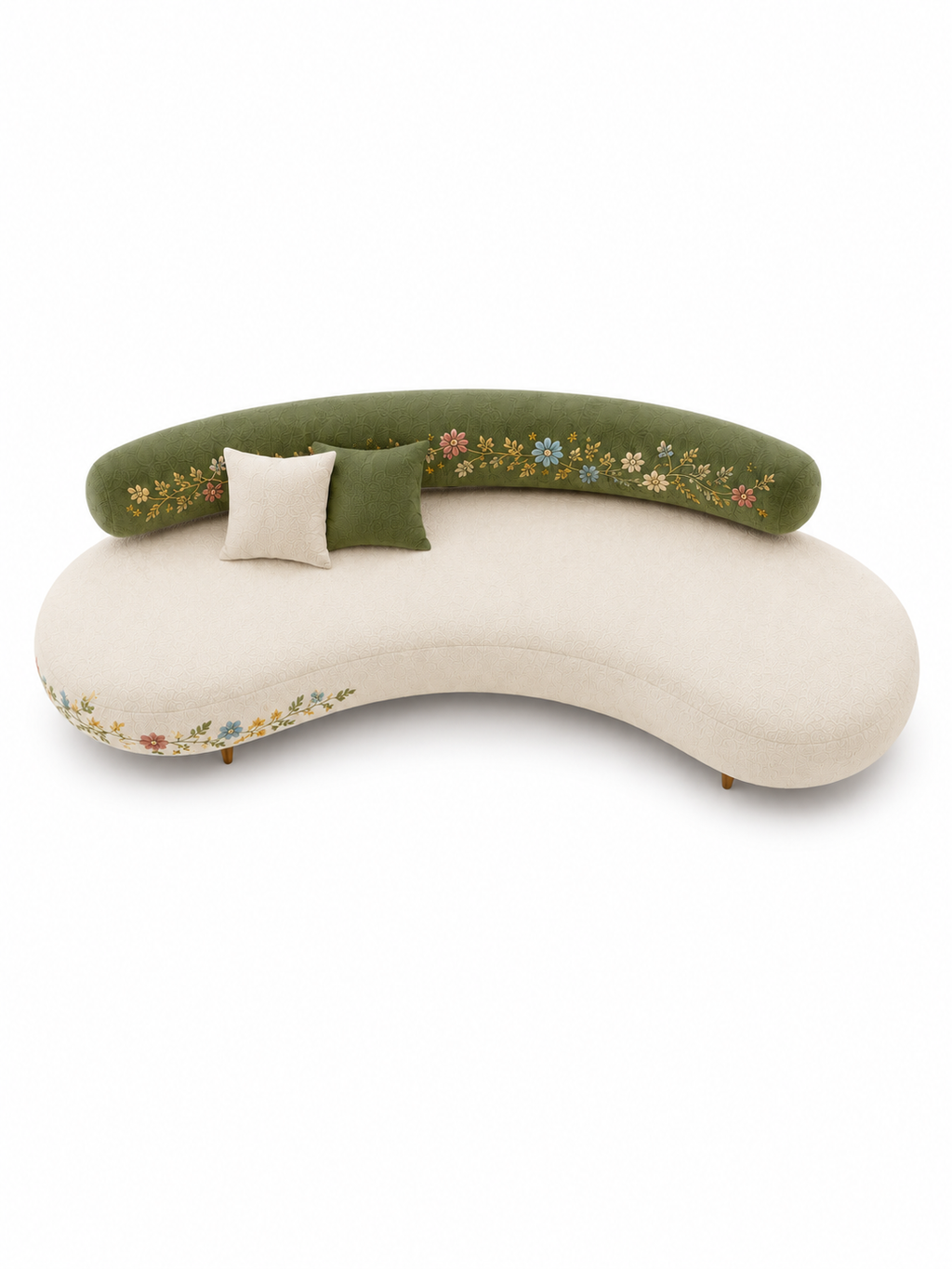 The Sitara Sofa — Luxury Floral Embroidered Curved Sofa