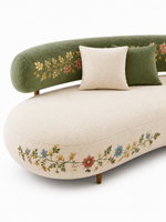 The Sitara Sofa — Luxury Floral Embroidered Curved Sofa