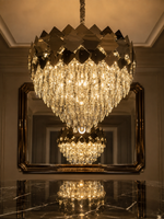 The Dorevian Chandelier — Luxury Geometric Crystal Cascade Chandelier
