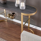 Rare Modern Golden Console Table With Glass Shelf