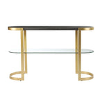 Rare Modern Golden Console Table With Glass Shelf