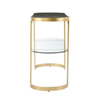 Rare Modern Golden Console Table With Glass Shelf