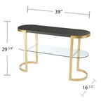 Rare Modern Golden Console Table With Glass Shelf