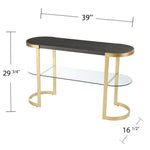 Rare Modern Golden Console Table With Glass Shelf