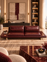 The Iverson Sofa — Luxury Burgundy Leather Sofa