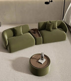 Greenia Modern 4 Seater - Curved Shaped Velvet Upholstered Sofa With Table