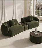 Greenia Modern 4 Seater - Curved Shaped Velvet Upholstered Sofa With Table