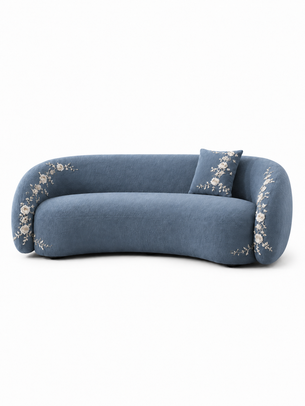 The Ivorelle Sofa — Luxury Embroidered Curved 3 Seater Sofa