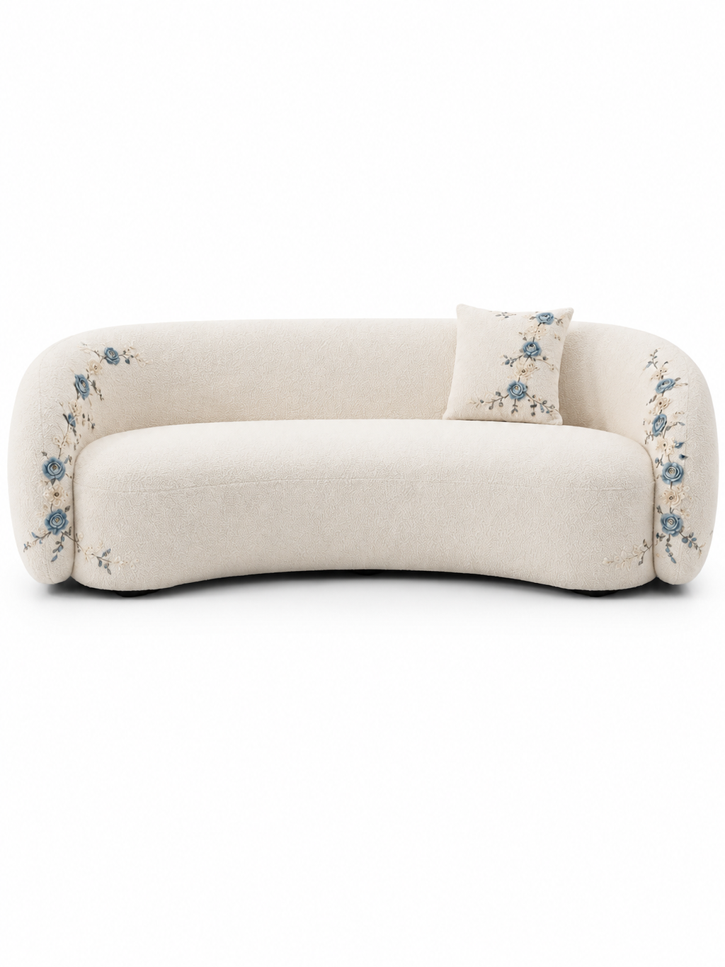 The Ivorelle Sofa — Luxury Embroidered Curved 3 Seater Sofa