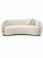 The Ivorelle Sofa — Luxury Embroidered Curved 3 Seater Sofa