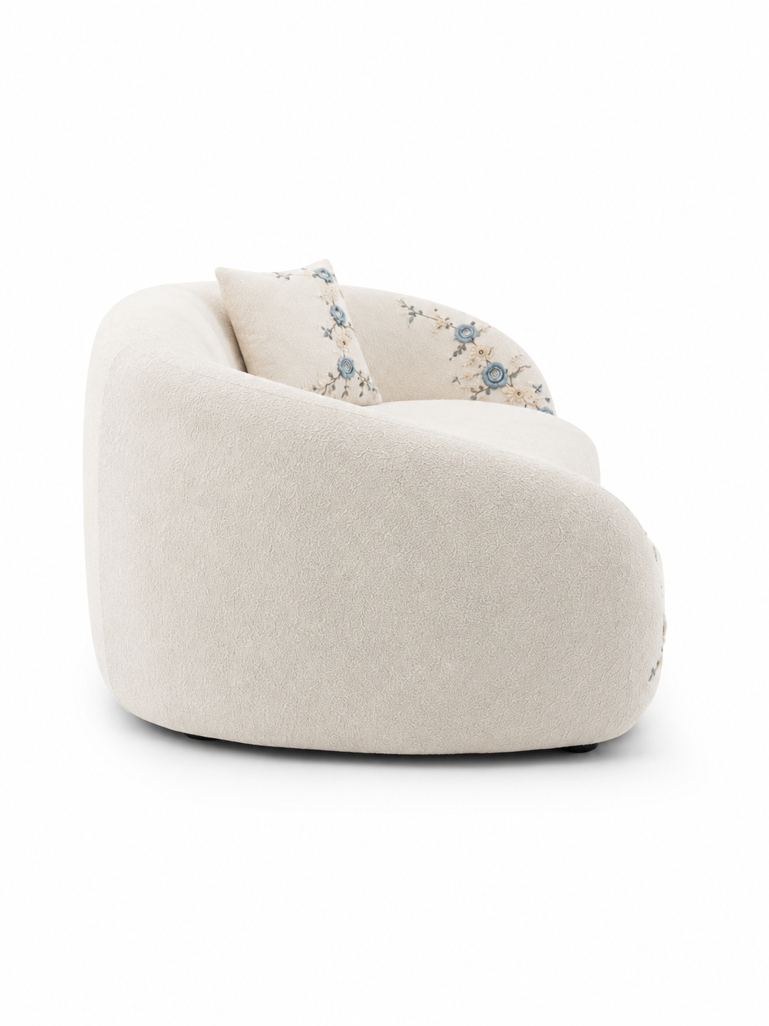 The Ivorelle Sofa — Luxury Embroidered Curved 3 Seater Sofa