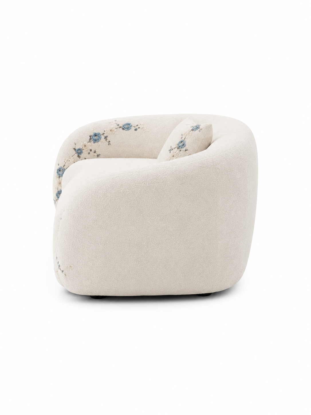 The Ivorelle Sofa — Luxury Embroidered Curved 3 Seater Sofa