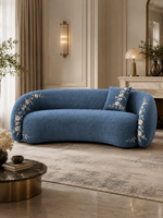 The Ivorelle Sofa — Luxury Embroidered Curved 3 Seater Sofa