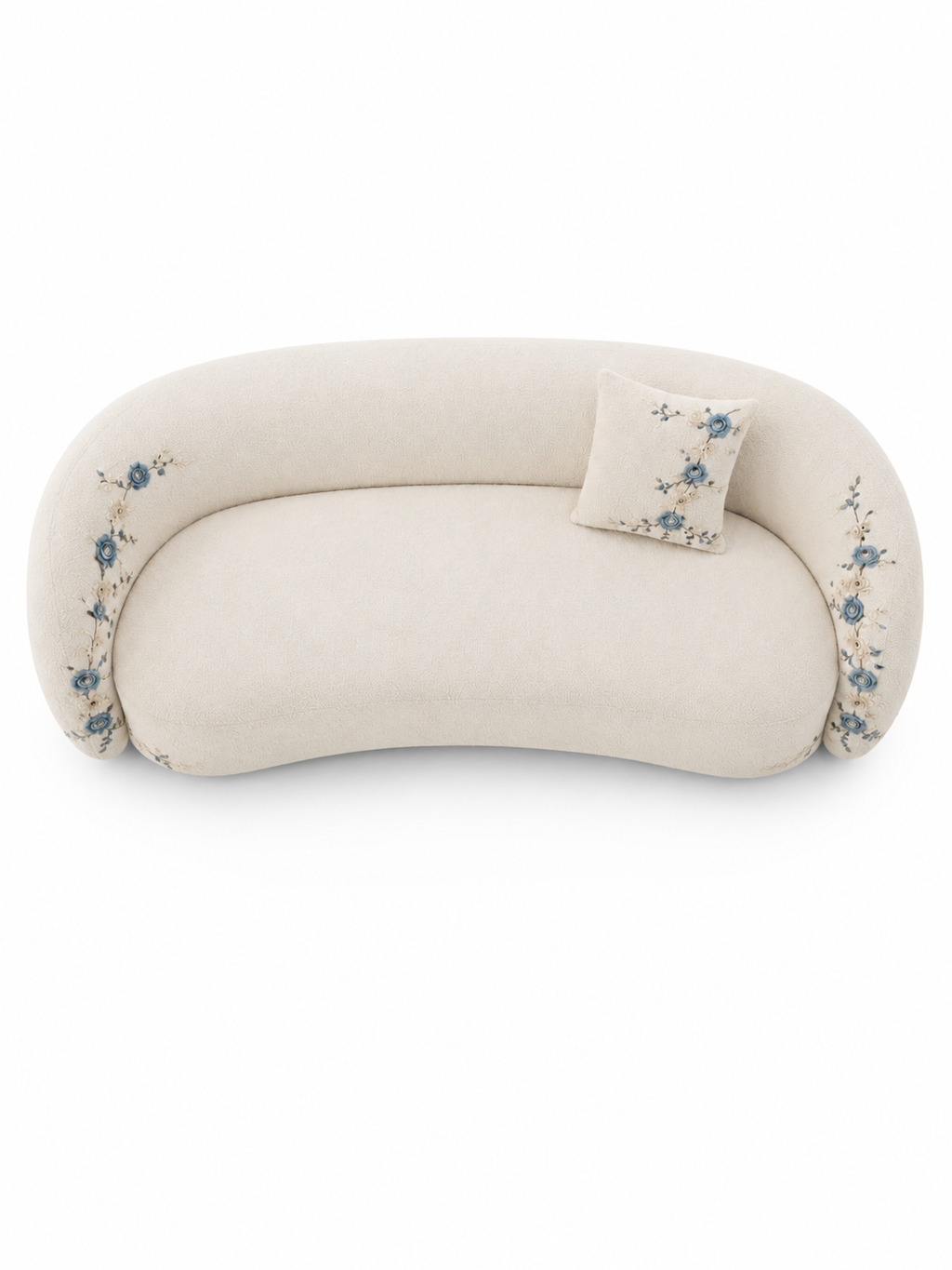 The Ivorelle Sofa — Luxury Embroidered Curved 3 Seater Sofa