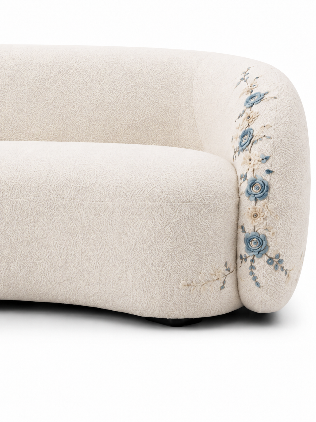The Ivorelle Sofa — Luxury Embroidered Curved 3 Seater Sofa