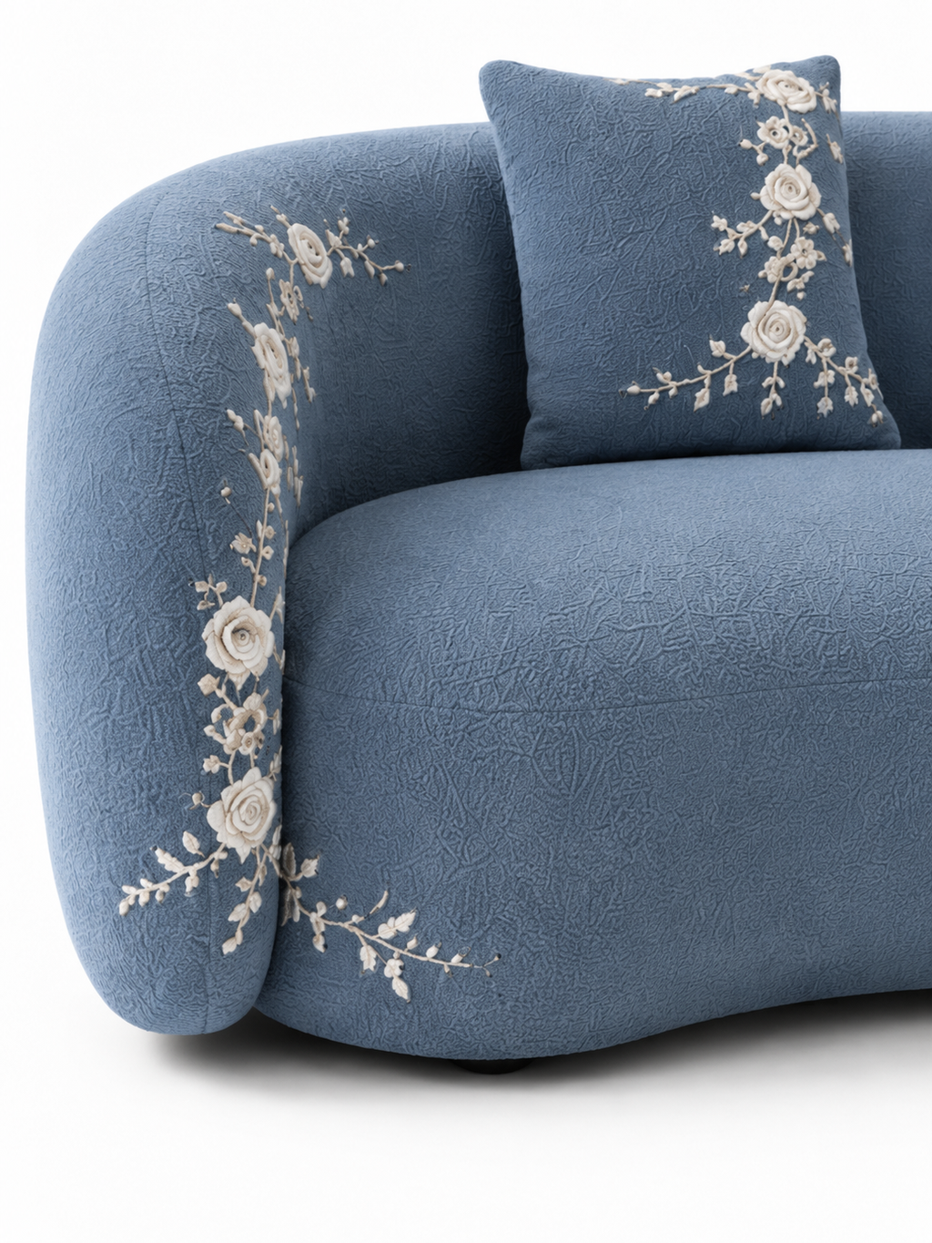 The Ivorelle Sofa — Luxury Embroidered Curved 3 Seater Sofa