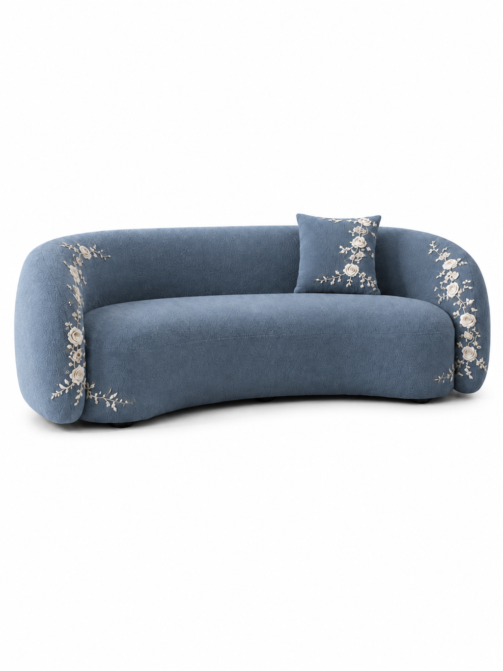 The Ivorelle Sofa — Luxury Embroidered Curved 3 Seater Sofa