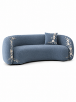 The Ivorelle Sofa — Luxury Embroidered Curved 3 Seater Sofa