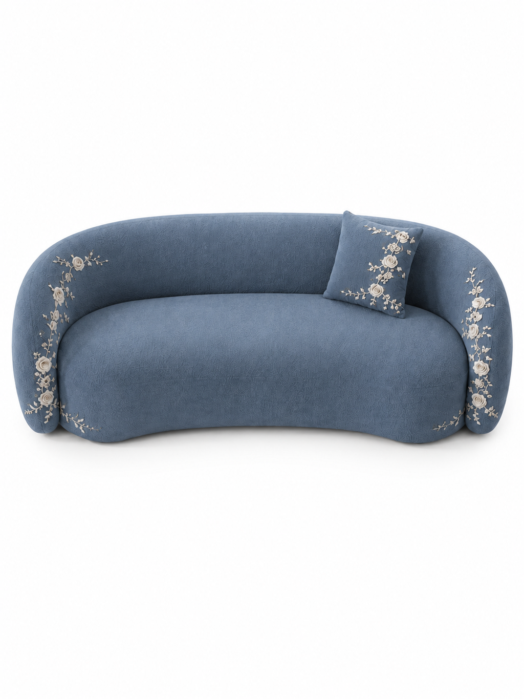The Ivorelle Sofa — Luxury Embroidered Curved 3 Seater Sofa