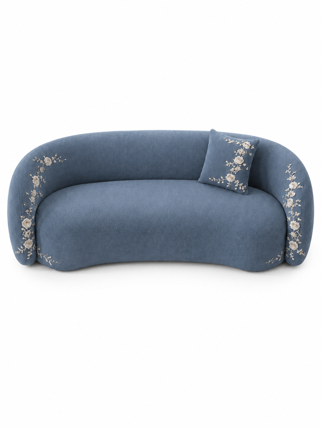 The Ivorelle Sofa — Luxury Embroidered Curved 3 Seater Sofa